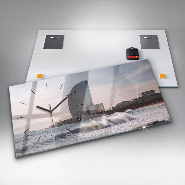 Horloge murale horizontale Surfeur de Barcelone