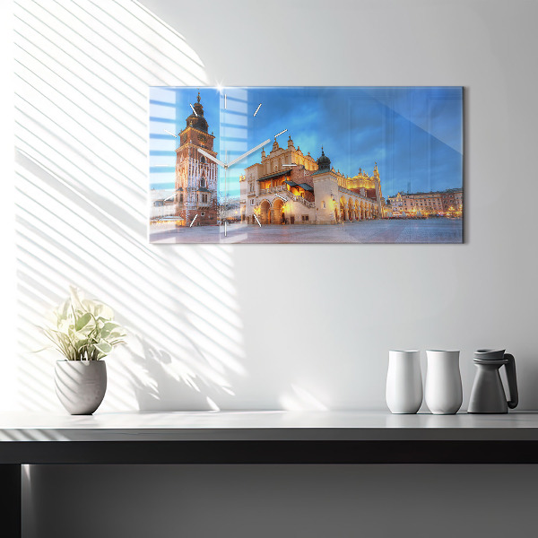 Horloge rectangulaire horizontale Place du marché principal de Cracovie