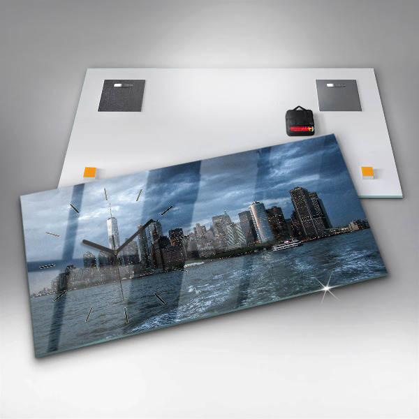 Horloge murale horizontale Panorama de la ville de New York
