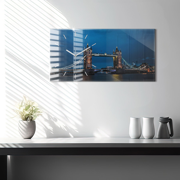 Horloge murale horizontale Tower Bridge Londres la nuit