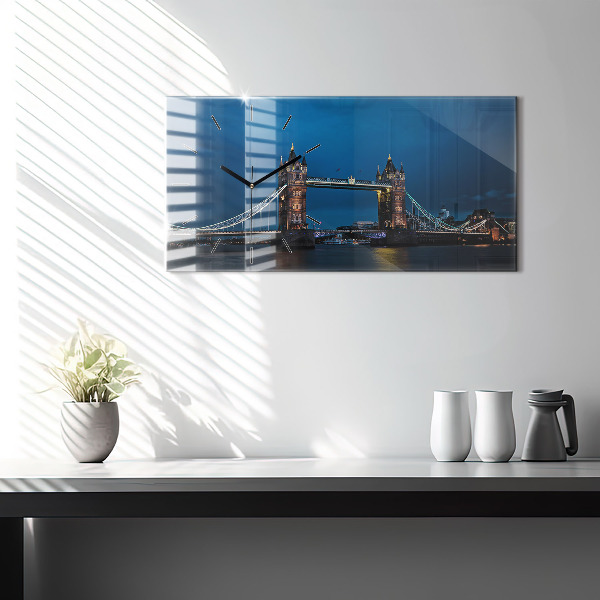 Horloge murale horizontale Tower Bridge Londres la nuit