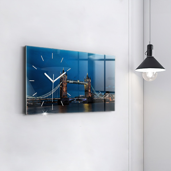 Horloge murale horizontale Tower Bridge Londres la nuit
