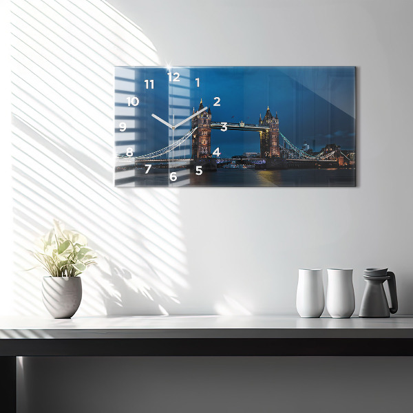 Horloge murale horizontale Tower Bridge Londres la nuit