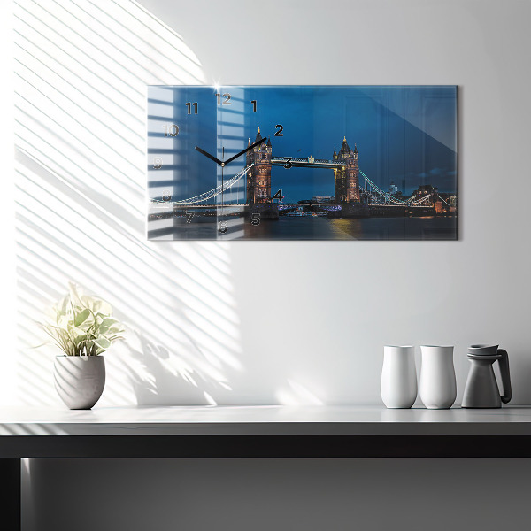 Horloge murale horizontale Tower Bridge Londres la nuit