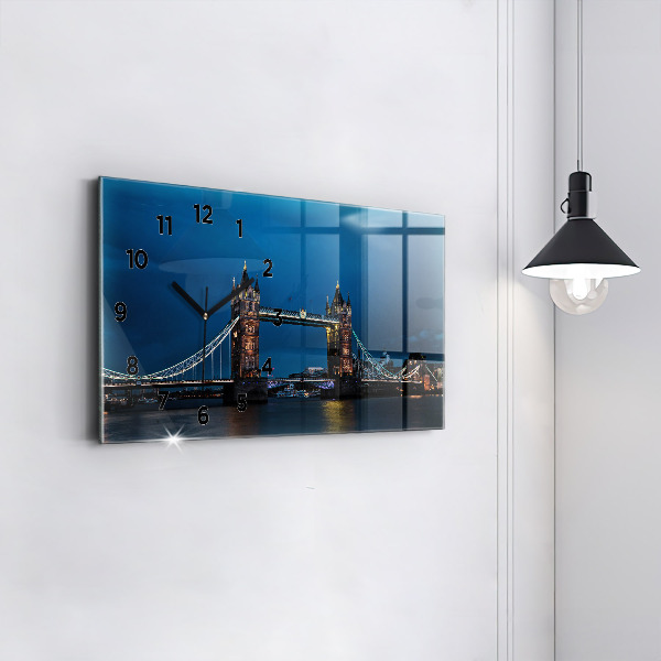 Horloge murale horizontale Tower Bridge Londres la nuit