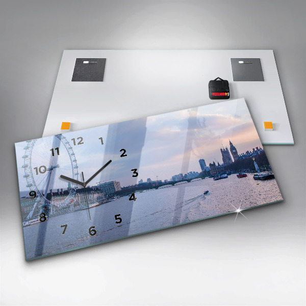 Horloge murale horizontale Panorama de la ville du London Eye