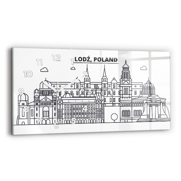Horloge rectangulaire horizontale Panorama architectural de Lodz