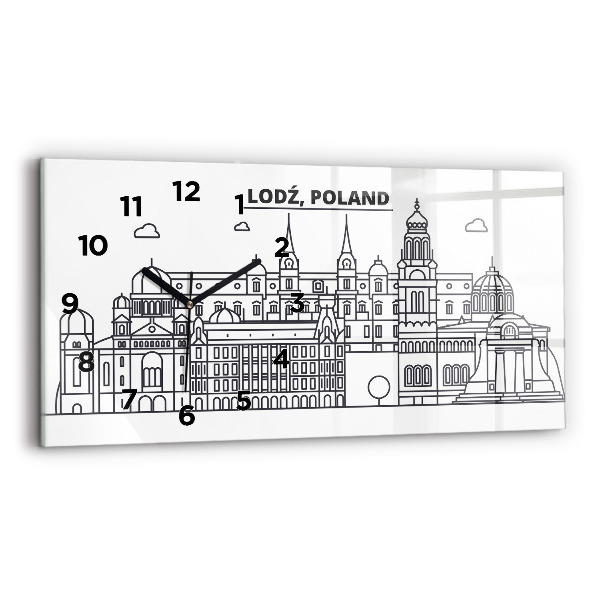 Horloge rectangulaire horizontale Panorama architectural de Lodz