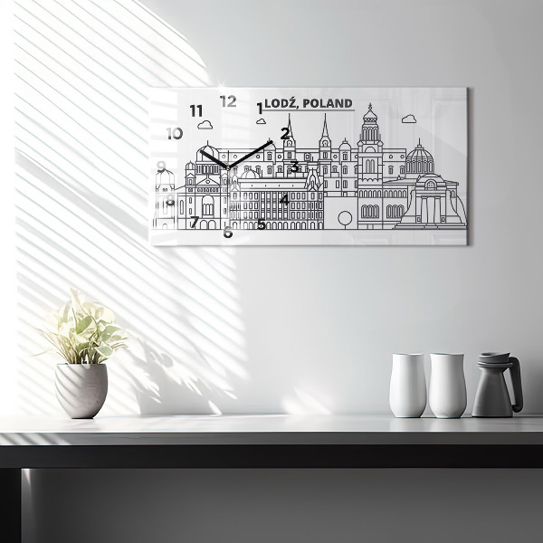 Horloge rectangulaire horizontale Panorama architectural de Lodz