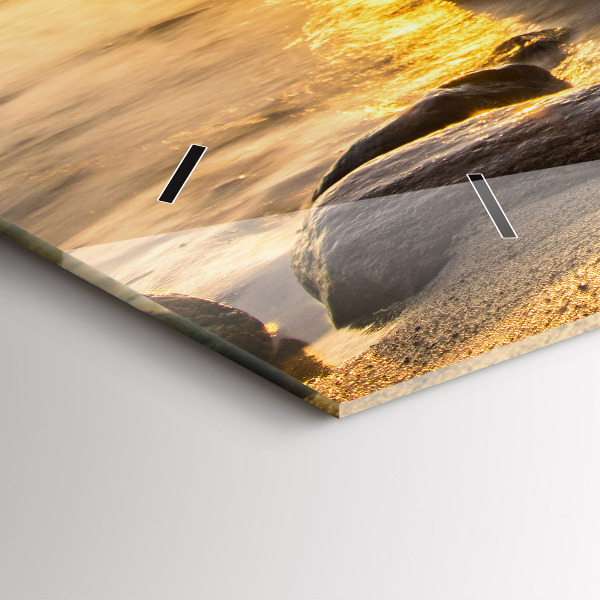 Horloge murale horizontale Lever de soleil sur la mer Baltique