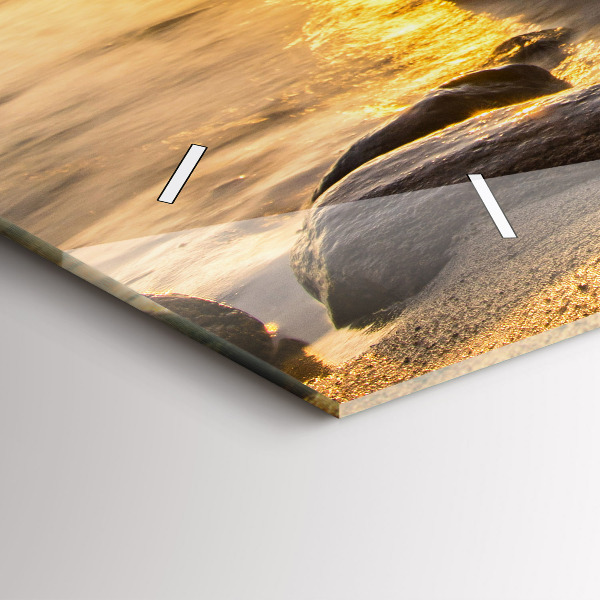 Horloge murale horizontale Lever de soleil sur la mer Baltique