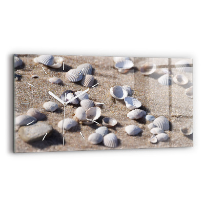 Horloge rectangulaire horizontale Coquillages sur la plage