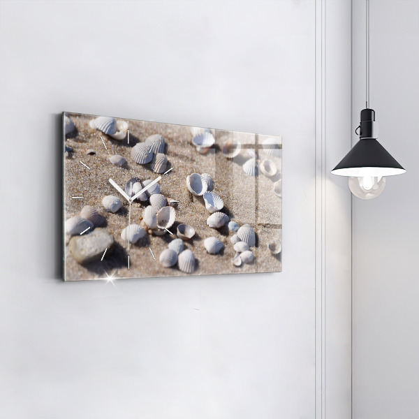 Horloge rectangulaire horizontale Coquillages sur la plage