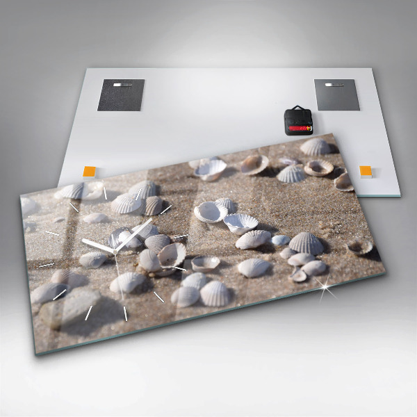 Horloge rectangulaire horizontale Coquillages sur la plage