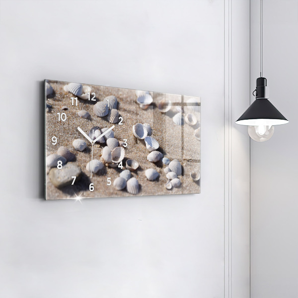 Horloge rectangulaire horizontale Coquillages sur la plage