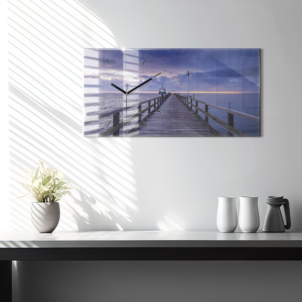 Horloge murale horizontale Jetée sur la mer Baltique