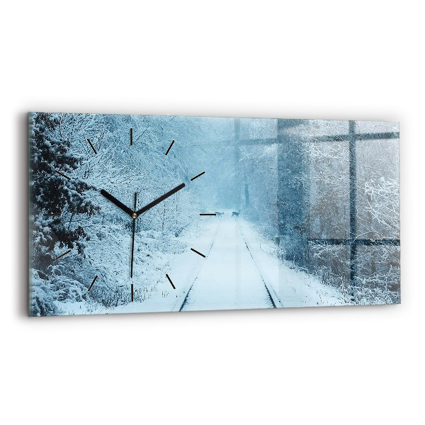 Horloge murale horizontale Cerf sur les rails