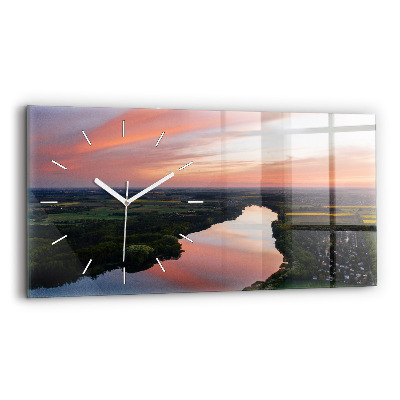 Horloge murale horizontale Vue aérienne du lac