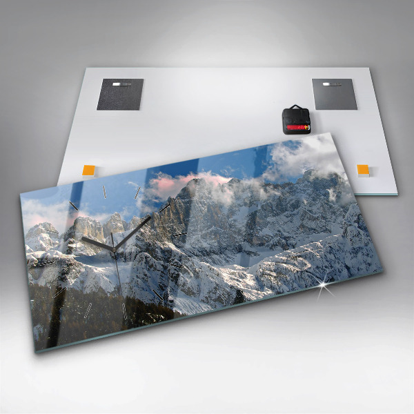 Horloge murale horizontale Montagnes sous le ciel bleu