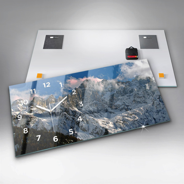 Horloge murale horizontale Montagnes sous le ciel bleu