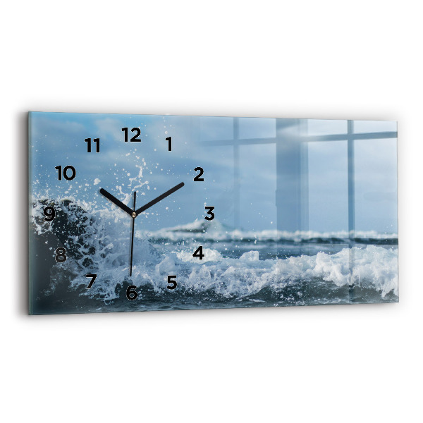 Horloge murale horizontale Photographie des vagues de la mer