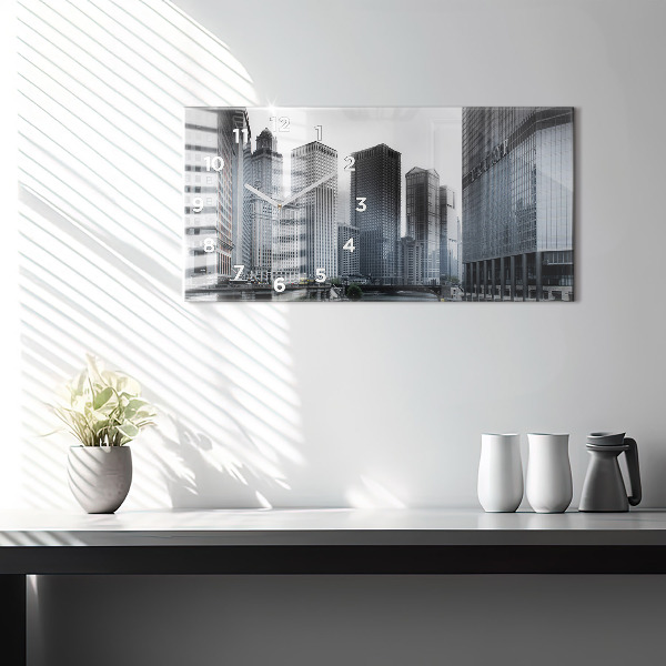 Horloge murale horizontale Lodz avec un panorama de la ville