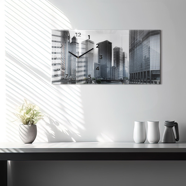 Horloge murale horizontale Lodz avec un panorama de la ville