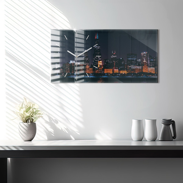 Horloge murale horizontale Paysage urbain de Chicago