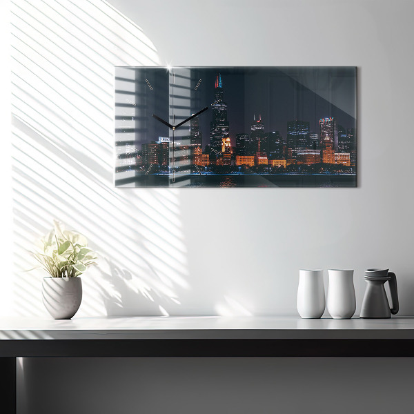 Horloge murale horizontale Paysage urbain de Chicago