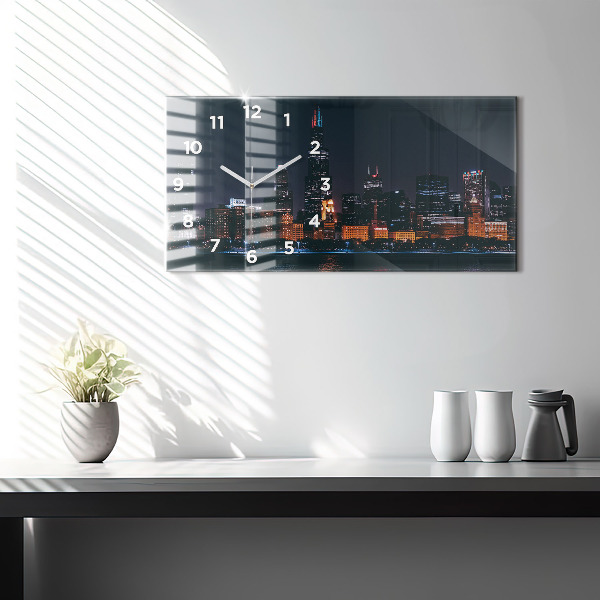 Horloge murale horizontale Paysage urbain de Chicago