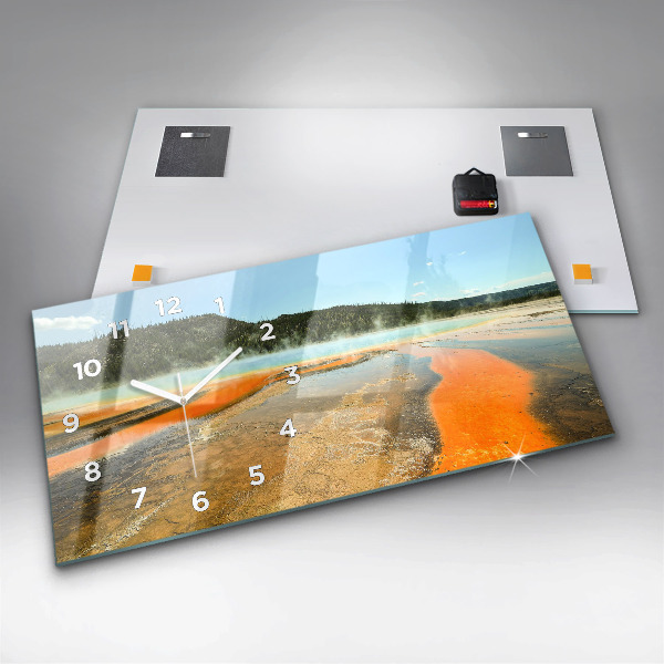 Horloge murale horizontale Lac avec montagnes