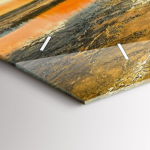 Horloge murale horizontale Lac avec montagnes