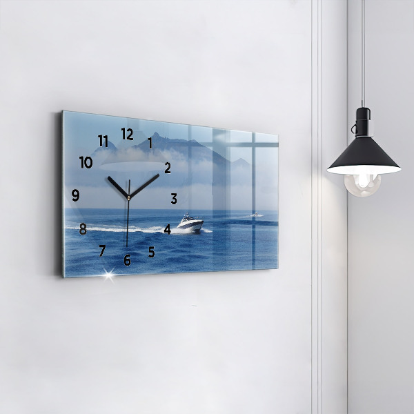 Horloge murale horizontale 'Un bateau flottant sur l''océan'