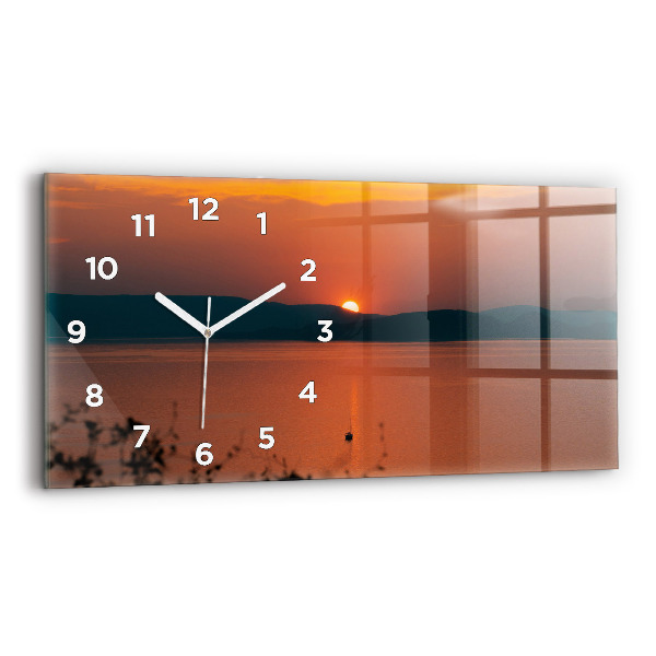 Horloge murale horizontale Le lac Balaton le soir