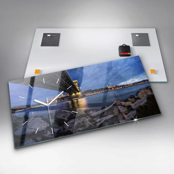 Horloge murale horizontale Rivage rocheux sous le pont