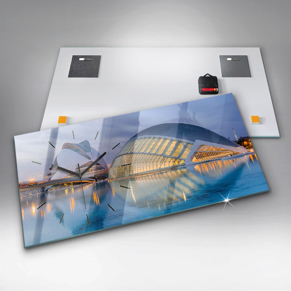 Horloge murale horizontale Coucher de soleil sur la ville