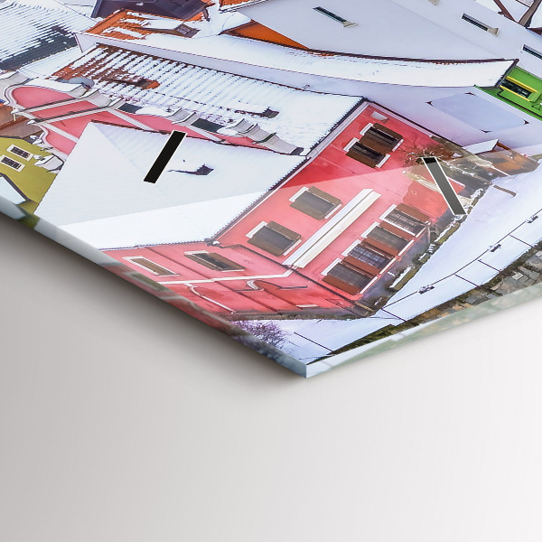 Horloge rectangulaire horizontale Panorama de la ville en hiver