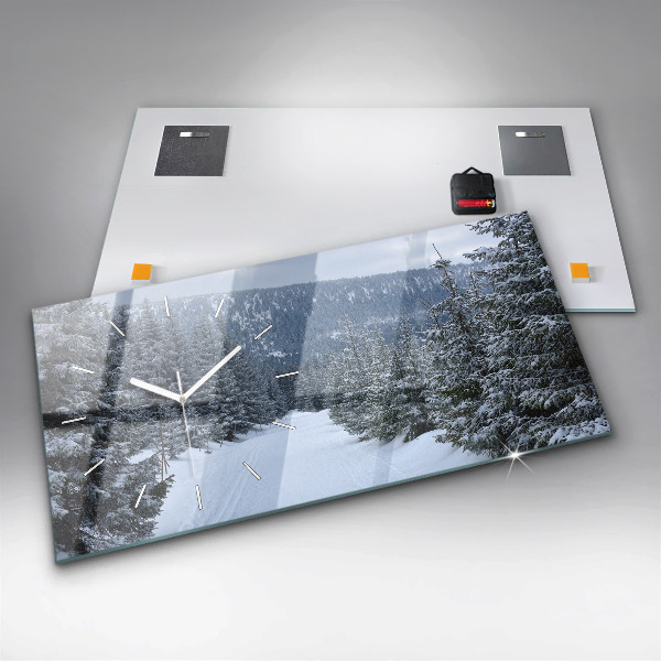 Horloge murale horizontale Les monts des Géants tchèques en hiver