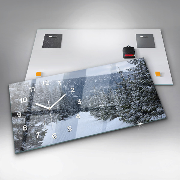 Horloge murale horizontale Les monts des Géants tchèques en hiver