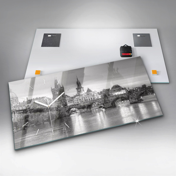 Horloge rectangulaire horizontale Vue du pont Charles à Prague