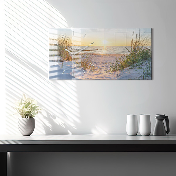Horloge rectangulaire horizontale Coucher de soleil sur la mer
