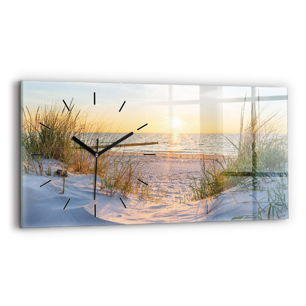 Horloge rectangulaire horizontale Coucher de soleil sur la mer