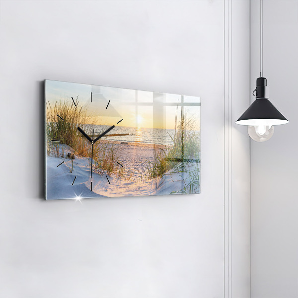 Horloge rectangulaire horizontale Coucher de soleil sur la mer