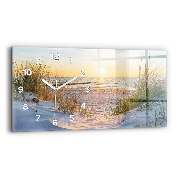 Horloge rectangulaire horizontale Coucher de soleil sur la mer