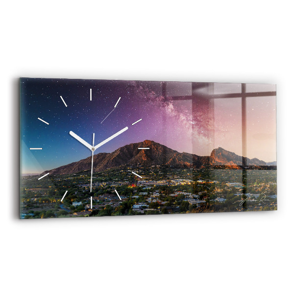 Horloge murale horizontale Paysage de montagne