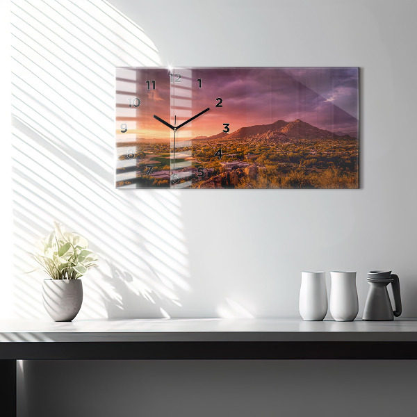 Horloge murale horizontale Coucher de soleil au nord de Scottsdale