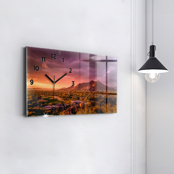 Horloge murale horizontale Coucher de soleil au nord de Scottsdale