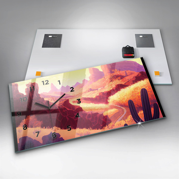 Horloge murale horizontale 'Illustration du désert de l''Arizona'