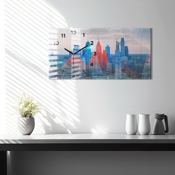 Horloge murale horizontale Gratte-ciels à Philadelphie