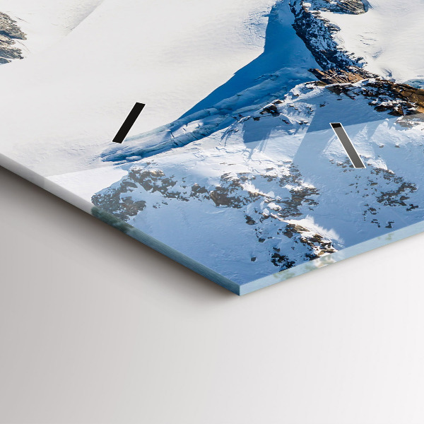 Horloge rectangulaire horizontale Skieur dans les Alpes
